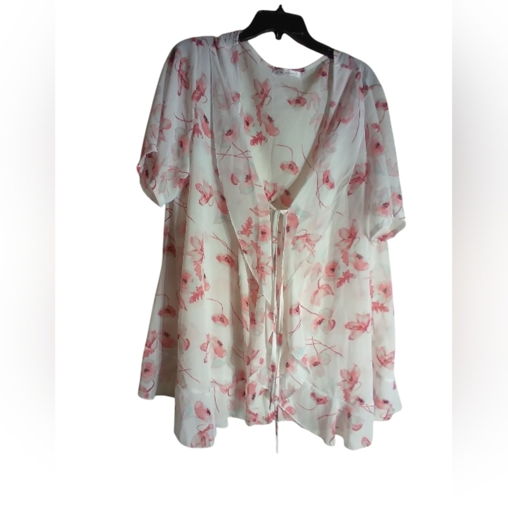 Rosegal women's Floral Sheer Kimono Top size 3x cottagecore